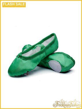 Satin Ballet Dance Flats Split Sole Gymnastics Yoga Shoes